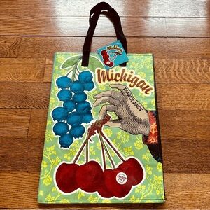 NWT Trader Joe's MICHIGAN Regional Reusable Shopping Tote Bag Green/Red/Blue
